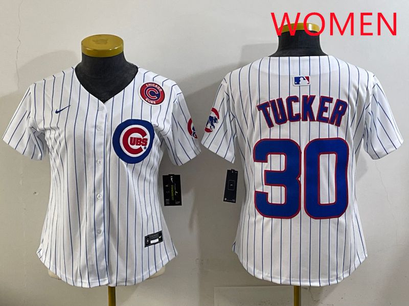 Women 2025 Chicago Cubs #30 Tucker White Stripe Game Nike MLB Jersey style 6